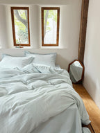 Glacier Vein Jacquard Cotton Duvet Cover -  Aqua