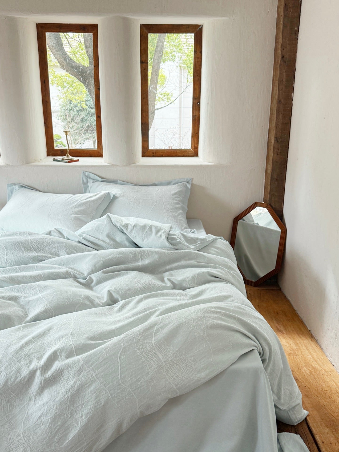 Glacier Vein Jacquard Cotton Duvet Cover -  Aqua