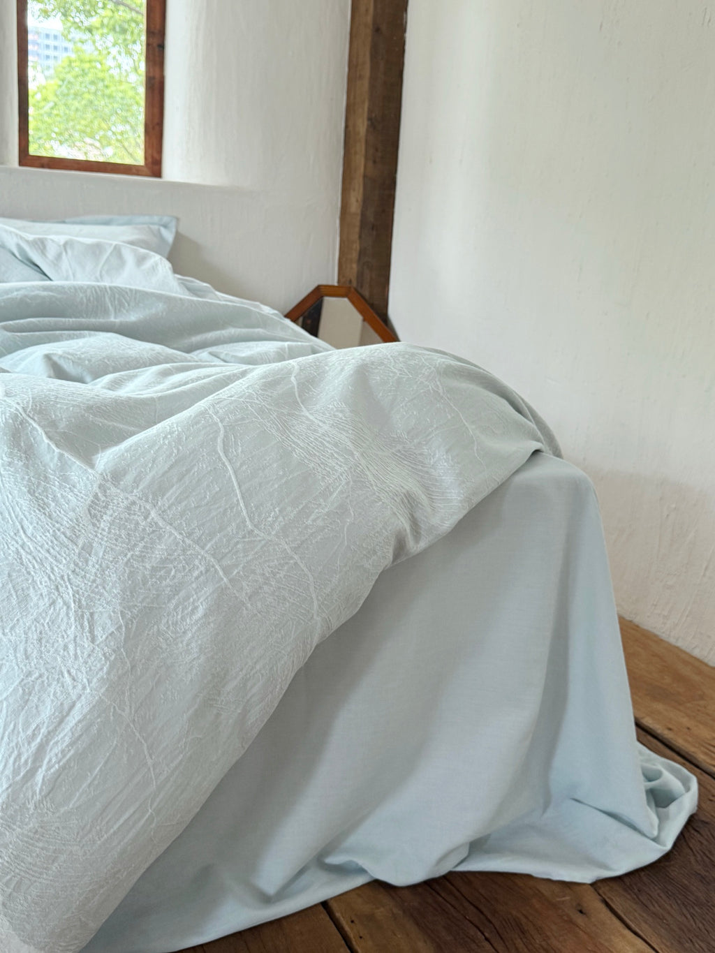 Glacier Vein Jacquard Cotton Duvet Cover -  Aqua