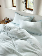 Glacier Vein Jacquard Cotton Duvet Cover -  Aqua