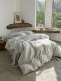 Glacier Vein Jacquard Cotton Bedding Set - Mist Grey