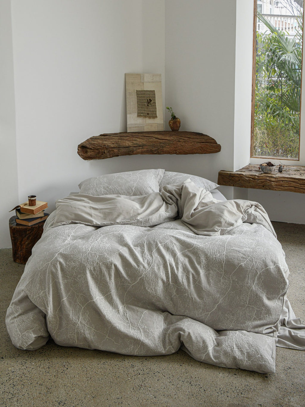 Glacier Vein Jacquard Cotton Bedding Set - Mist Grey