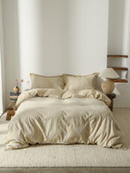 Glacier Vein Jacquard Cotton Bedding Set - Sand Beige