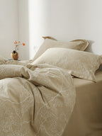 Glacier Vein Jacquard Cotton Bedding Set - Sand Beige