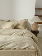 Glacier Vein Jacquard Cotton Bedding Set - Sand Beige