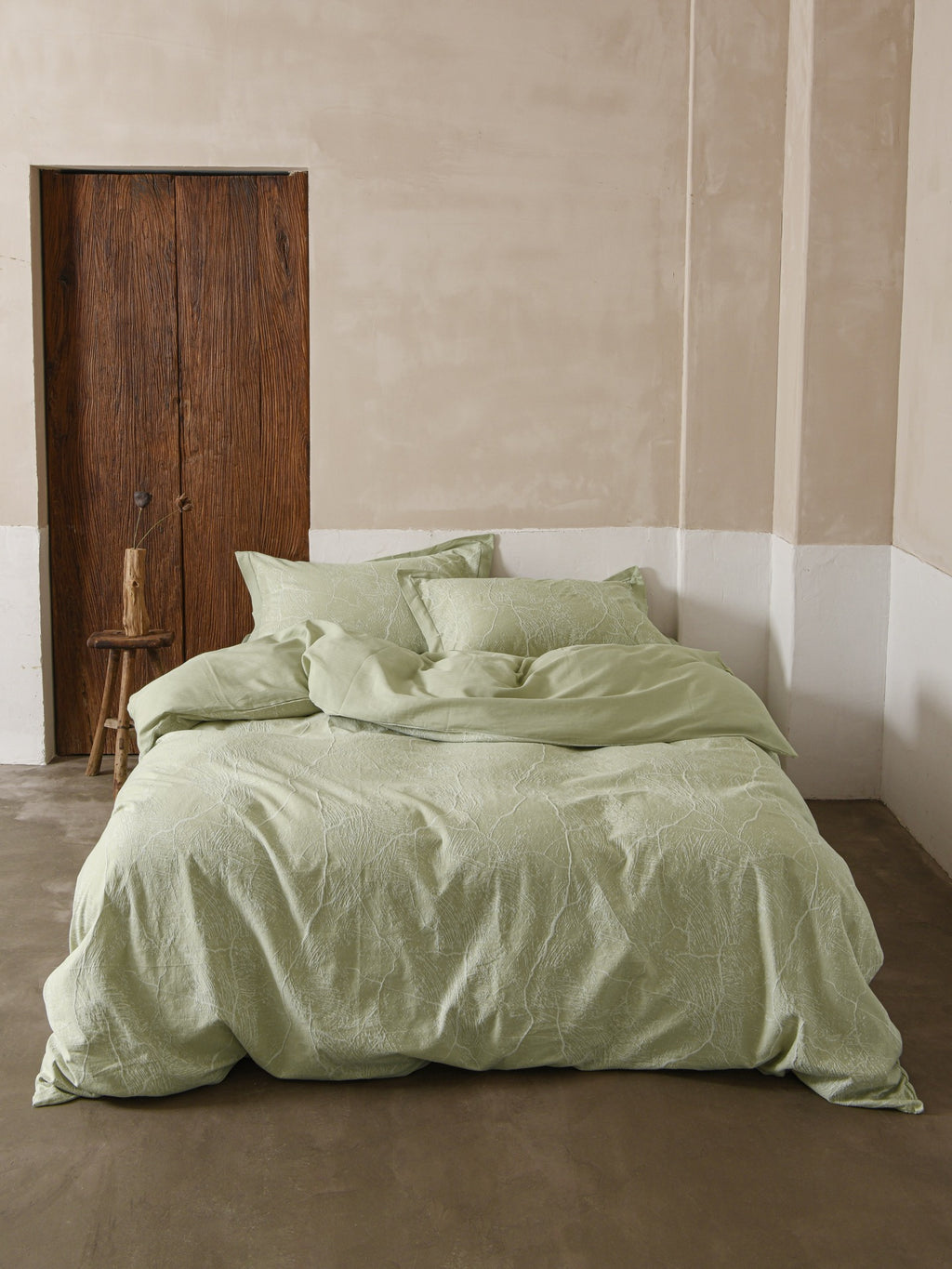 Glacier Vein Jacquard Cotton Bedding Set - Sage Green