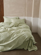 Glacier Vein Jacquard Cotton Bedding Set - Sage Green