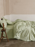 Glacier Vein Jacquard Cotton Bedding Set - Sage Green