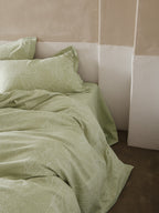 Glacier Vein Jacquard Cotton Bedding Set - Sage Green