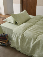 Glacier Vein Jacquard Cotton Bedding Set - Sage Green