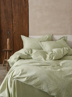 Glacier Vein Jacquard Cotton Bedding Set - Sage Green