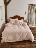 Glacier Vein Jacquard Cotton Bedding Set - Blush Rose