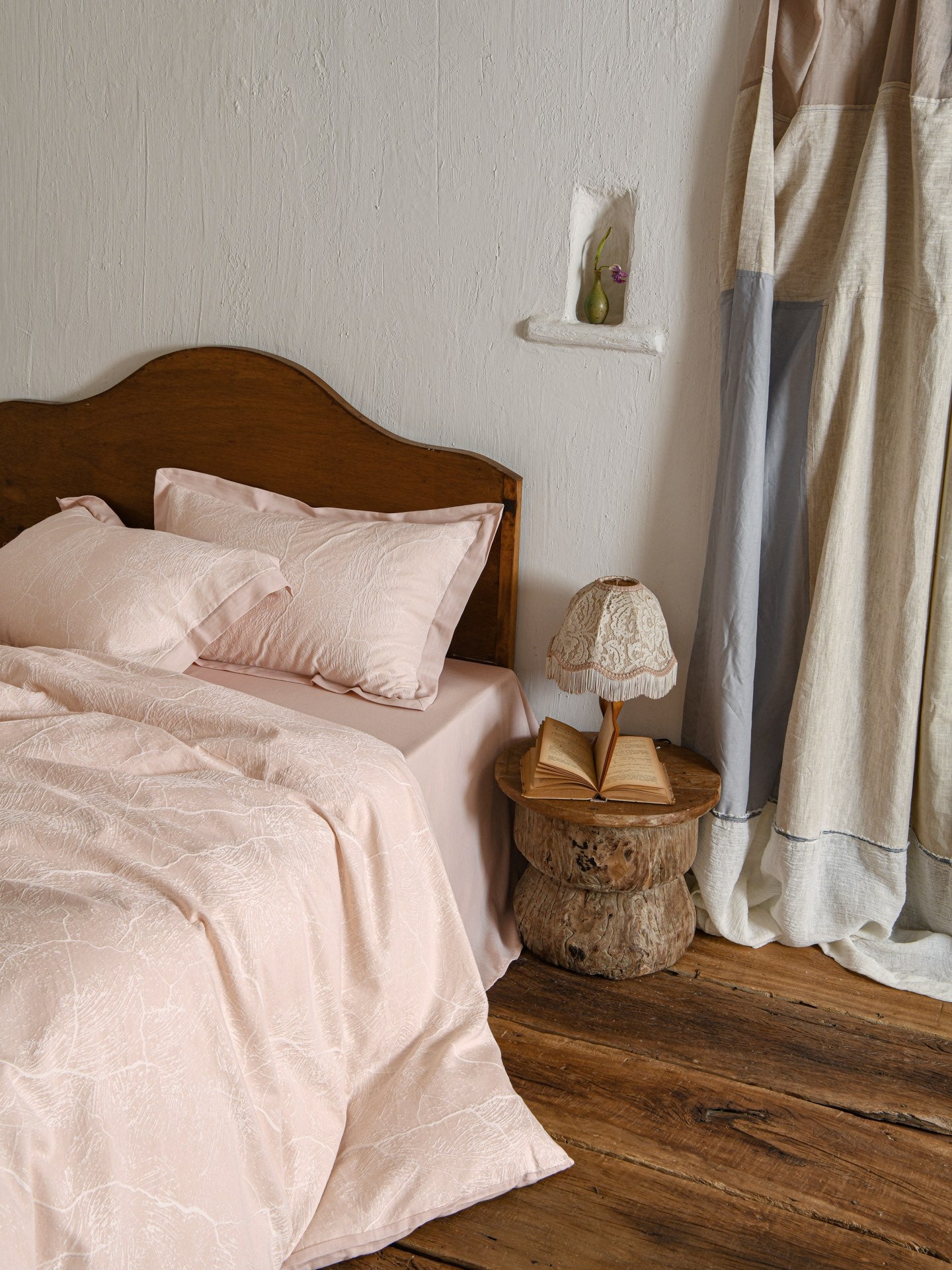Glacier Vein Jacquard Cotton Bedding Set - Blush Rose