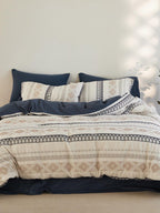 Nordic Fair Isle Jacquard Duvet Cover Set - Blue