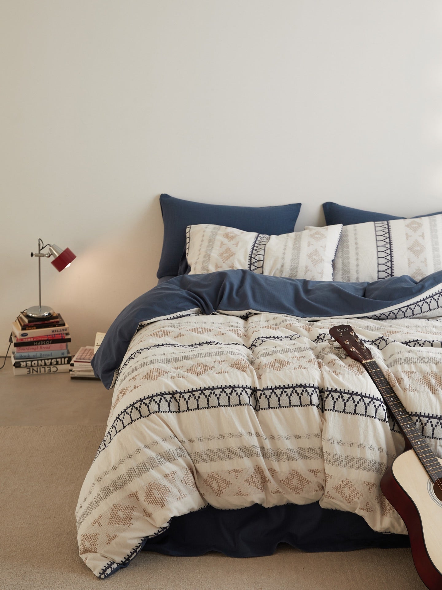 Nordic Fair Isle Jacquard Duvet Cover Set - Blue