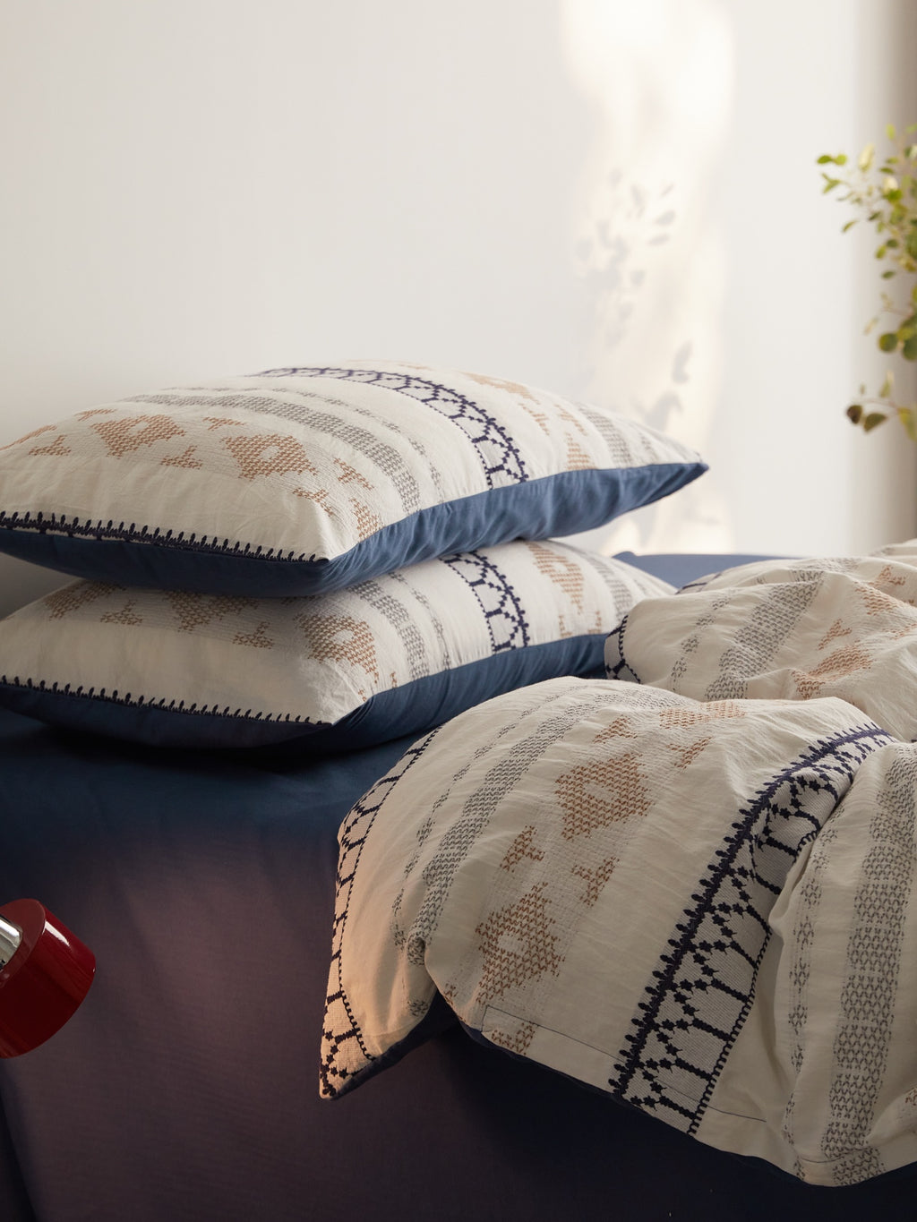 Nordic Fair Isle Jacquard Duvet Cover Set - Blue