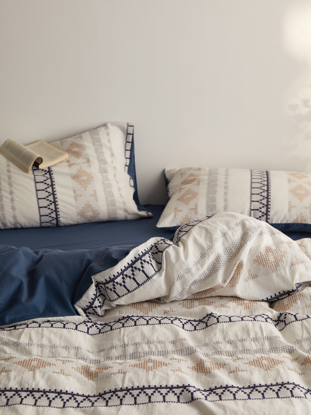 Nordic Fair Isle Jacquard Duvet Cover Set - Blue