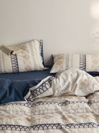 Nordic Fair Isle Jacquard Duvet Cover Set - Blue