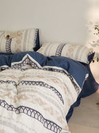Nordic Fair Isle Jacquard Duvet Cover Set - Blue