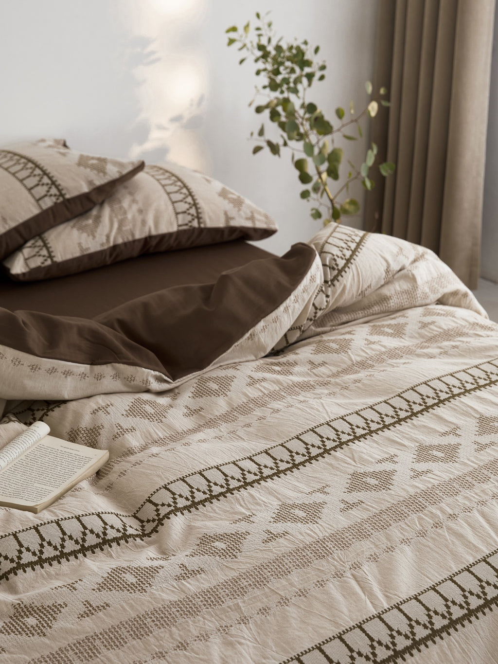 Nordic Fair Isle Jacquard Duvet Cover Set - Beige