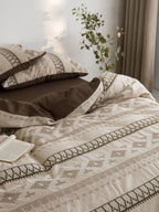 Nordic Fair Isle Jacquard Duvet Cover Set - Beige