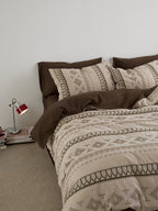 Nordic Fair Isle Jacquard Duvet Cover Set - Beige