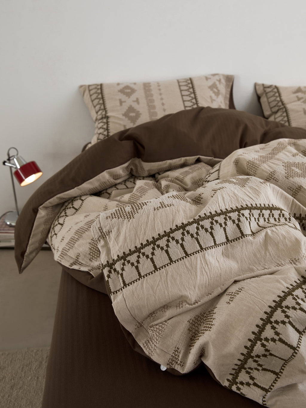 Nordic Fair Isle Jacquard Duvet Cover Set - Beige