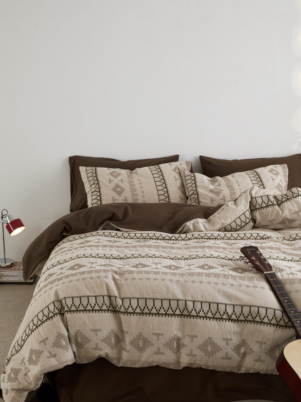 Nordic Fair Isle Jacquard Duvet Cover Set - Beige