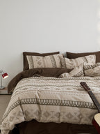 Nordic Fair Isle Jacquard Duvet Cover Set - Beige