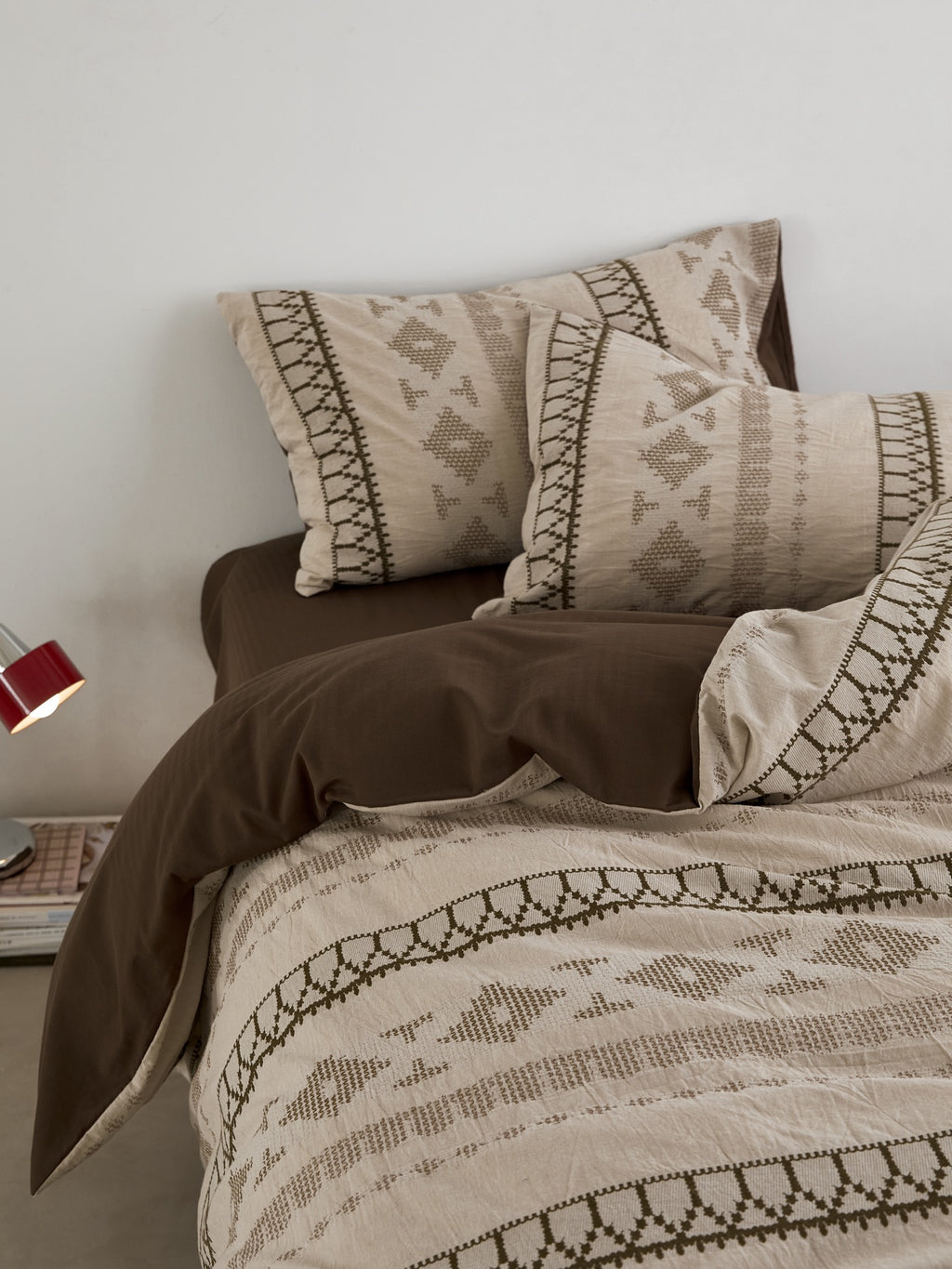 Nordic Fair Isle Jacquard Duvet Cover Set - Beige