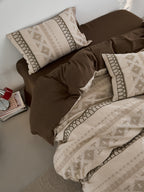 Nordic Fair Isle Jacquard Duvet Cover Set - Beige