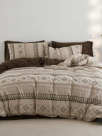 Nordic Fair Isle Jacquard Duvet Cover Set - Beige
