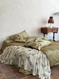 Sage Ruffle Embroidered Bedding Set Breezora