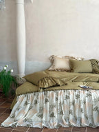 Sage Ruffle Embroidered Bedding Set Breezora