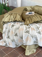Sage Ruffle Embroidered Bedding Set Breezora
