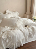 Soft-Grain Jacquard Cotton Ruffle Bedding Breezora