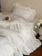 Soft-Grain Jacquard Cotton Ruffle Bedding Breezora