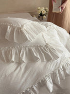 Soft-Grain Jacquard Cotton Ruffle Bedding Breezora