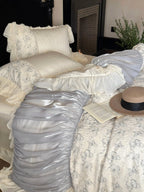 Butterfly Jacquard Cotton Sateen Ruched Ruffle Bedding Set Breezora