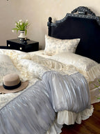 Butterfly Jacquard Cotton Sateen Ruched Ruffle Bedding Set Breezora