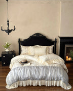 Butterfly Jacquard Cotton Sateen Ruched Ruffle Bedding Set Breezora