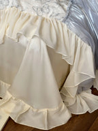 Butterfly Jacquard Cotton Sateen Ruched Ruffle Bedding Set Breezora