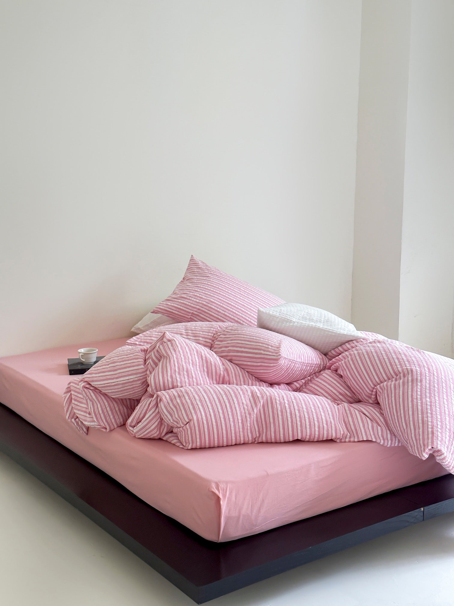 Bubble Pink Stripes Bedding Set - Breezora