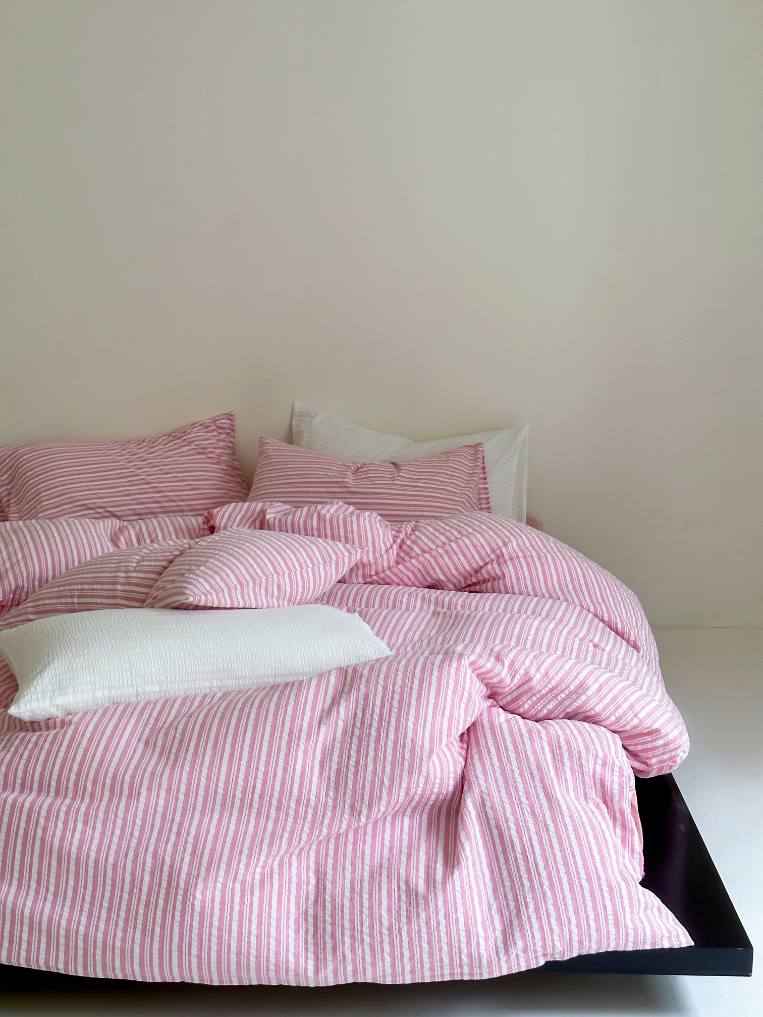 Bubble Pink Stripes Bedding Set - Breezora