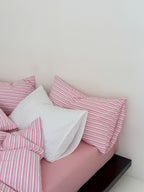 Bubble Pink Stripes Bedding Set - Breezora