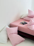 Bubble Pink Stripes Bedding Set - Breezora