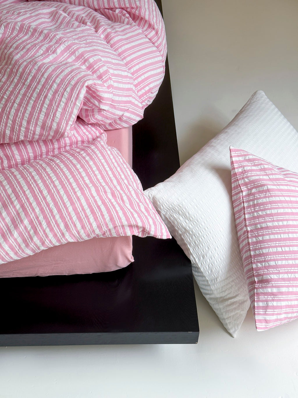 Bubble Pink Stripes Bedding Set - Breezora