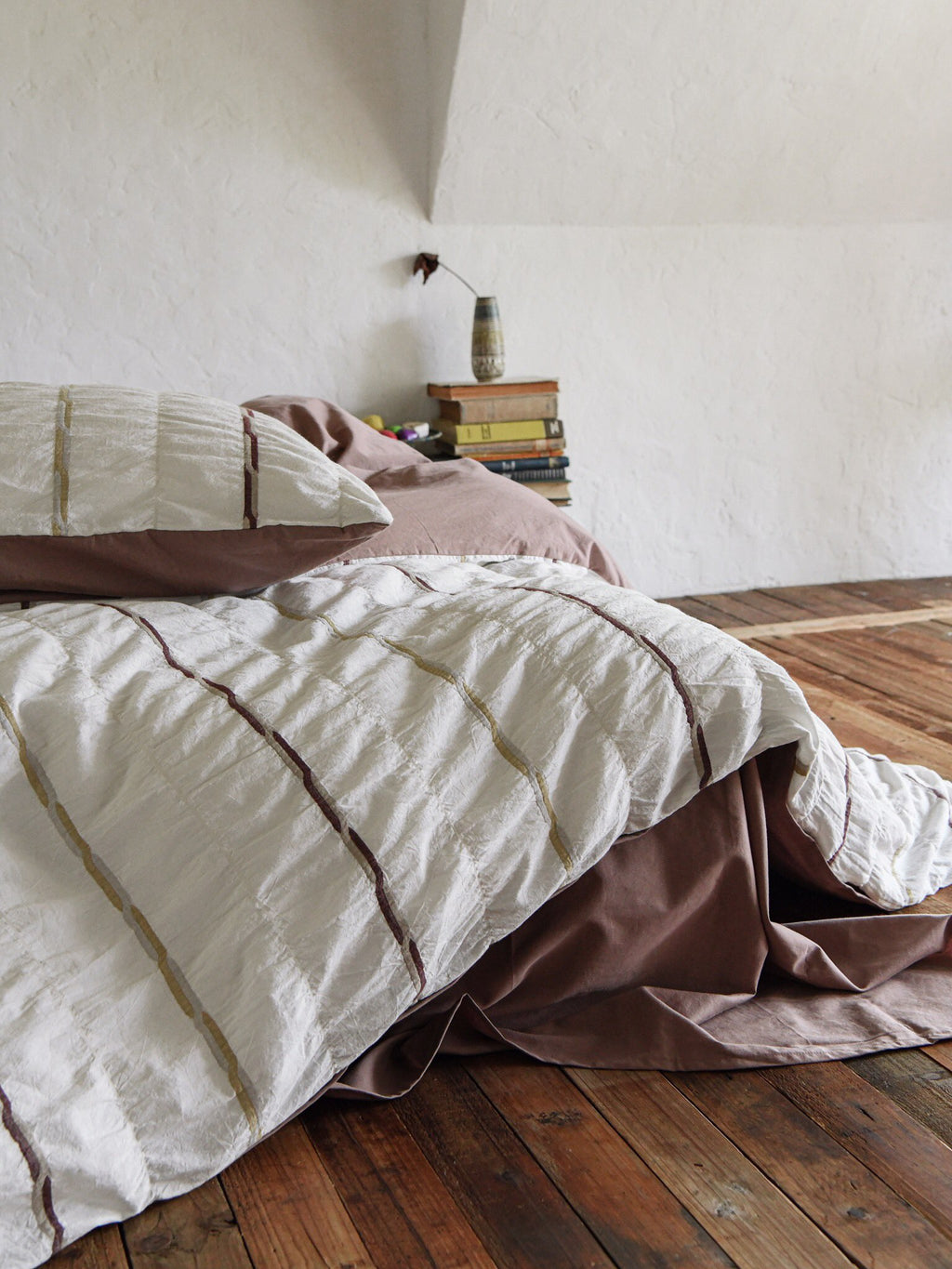 Two-Tone Crinkled Striped Duvet Cover original reference image 7