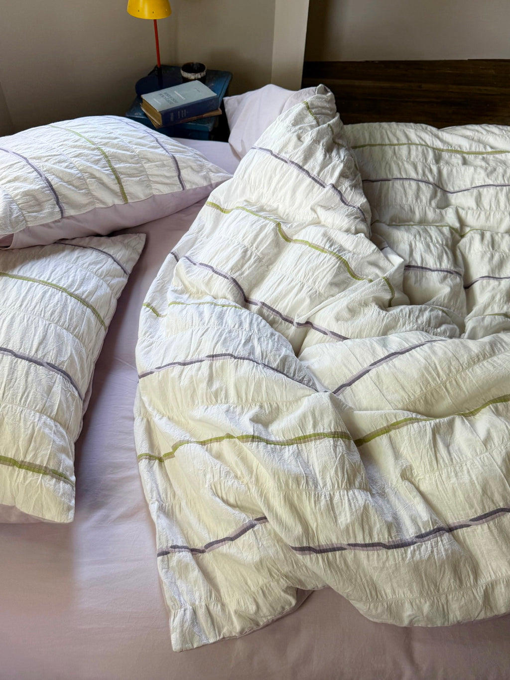 Multicolor Striped Crinkled Fabric Duvet Cover original reference image 1