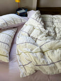 Multicolor Striped Crinkled Fabric Duvet Cover original reference image 1